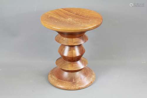 Charles and Ray Eames Walnut Time Life Stool, approx 33 dia x 39 cms h