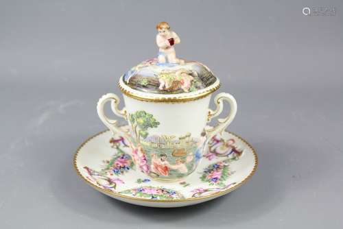 19th Century Capo di Monte Chocolate Cup and Cover