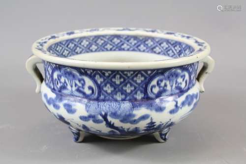 An Antique Chinese Blue and White Censer