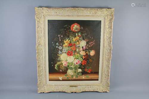 Christian Karner 20th Century Oil on Canvas Floral Still Life, approx 50 x 60 cms, signed lower left, framed