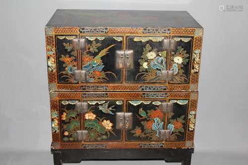 A Black Lacquer Painted Chinese-style Chest