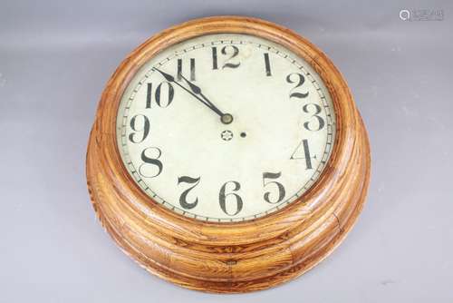 An Oak Frame Circular American Wall Clock