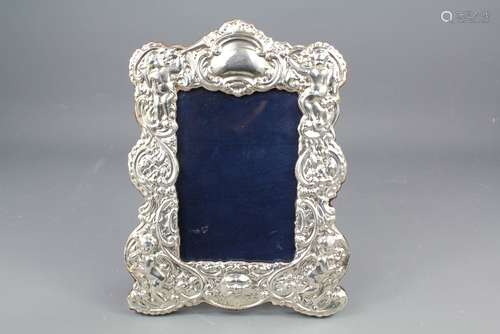 A Silver Rococo Style Easel Photo Frame, Birmingham hallmark, mm FH, approx 18 x 24 cms