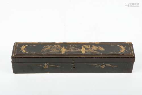 A Chinese Carved Chenxiang Fan Box with Cover