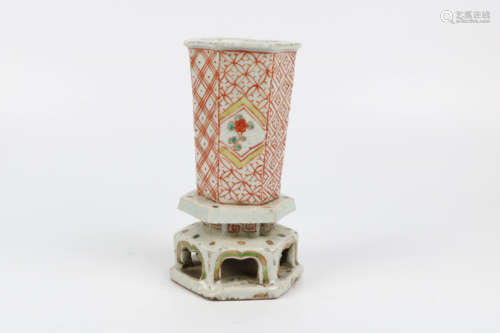 A Chinese Red Glazed Porcelain Brush Pot