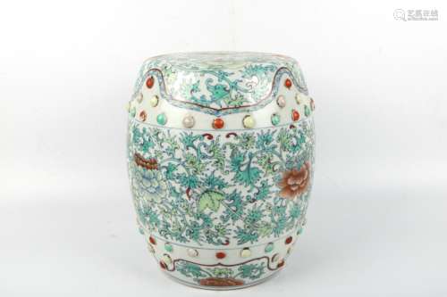 A Chinese Famille-Rose Porcelain Drum Stool