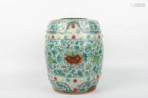 A Chinese Famille-Rose Porcelain Drum Stool