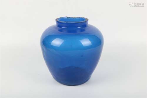 A Chinese Blue Peking Glass Jar