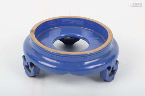 A Chinese Blue Glazed Porcelain Stand