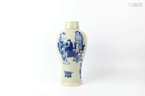 A Chinese Celadon Blue and White Porcelain Vase