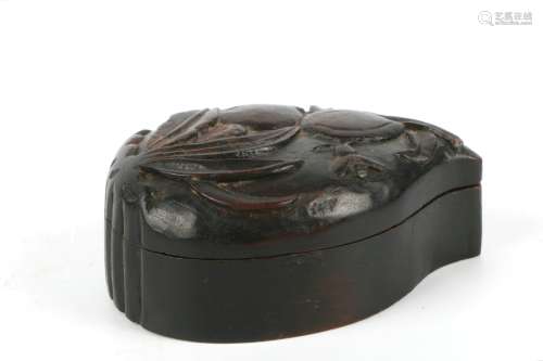 A Chinese Carved Zitan Incense Box with Cover