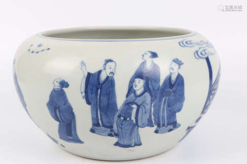 A Chinese Blue and White Porcelain Brush Washer