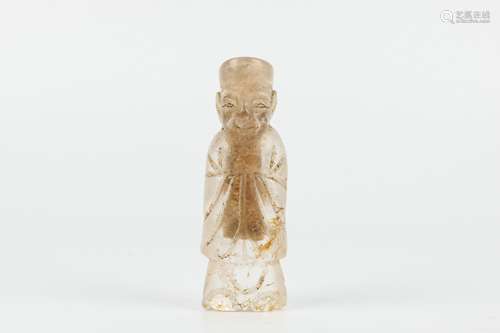 A Chinese Carved Rock Crystal Snuff Bottle with Inside Painting