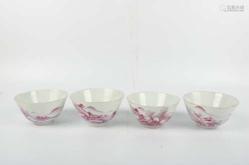 A Set of Four Chinese Porcelain Bowls