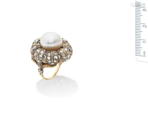 A natural pearl and diamond ring by Buccellati, circa 1960