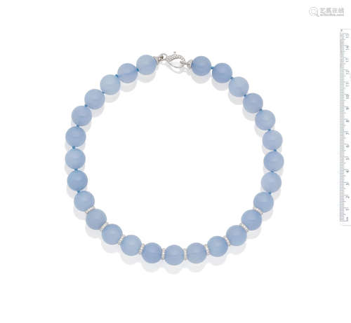 A chalcedony and diamond necklace,  by Margherita Burgener