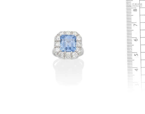 A sapphire and diamond cluster ring