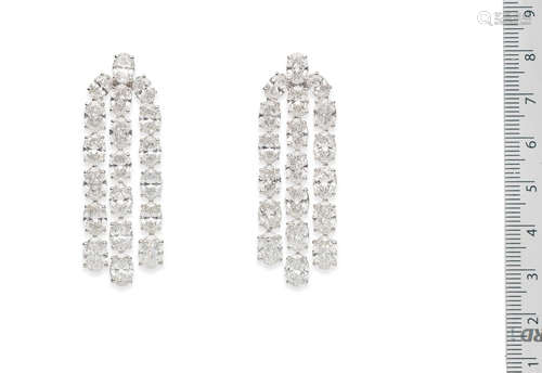 A pair of diamond pendent earrings, by Vendôme