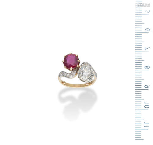 A ruby and diamond ring