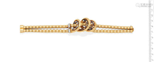 A gold, sapphire and diamond bracelet, by Lacloche, circa 1940