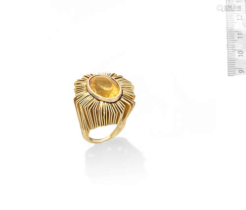 A gold and citrine ring, by David Thomas,  1969