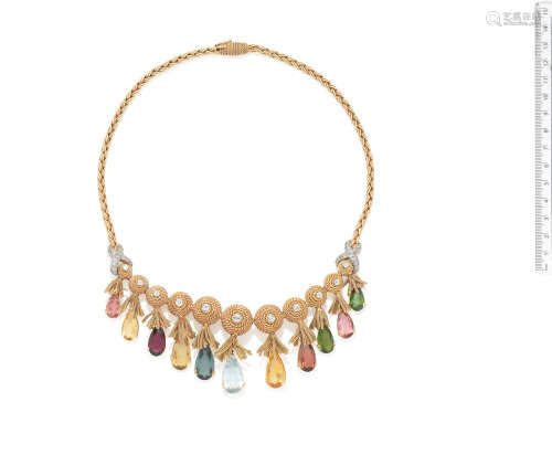 A diamond and multi gem-set necklace, by Sterlé, circa 1960