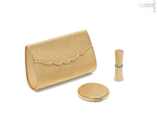 (3) An evening bag with compact and lipstick holder, circa 1960