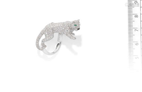 An emerald and diamond 'Panthère' ring,  by Cartier