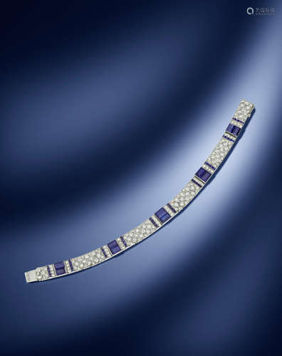 An art deco sapphire and diamond bracelet, by Cartier, circa 1920