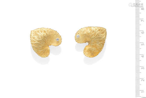 A pair of gold and diamond earclips, by Andrew Grima, 1973