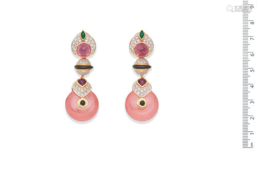 A pair of gem-set 'Pneu' earclips, by Marina B