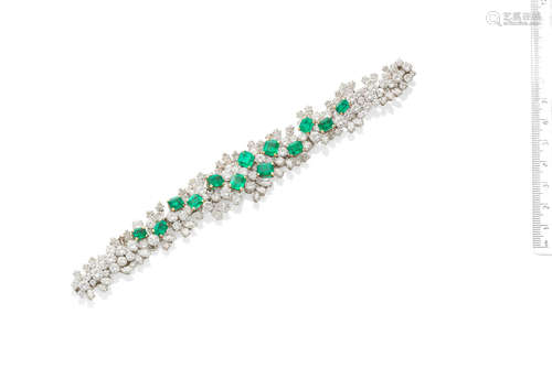 An emerald and diamond bracelet, by Massoni, circa 1960