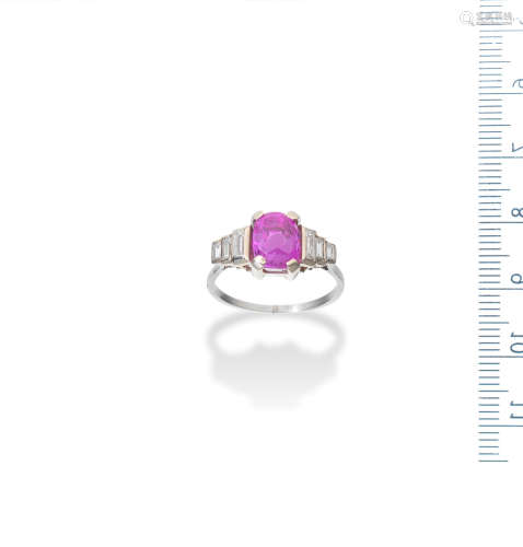 A pink sapphire and diamond ring, 1920s