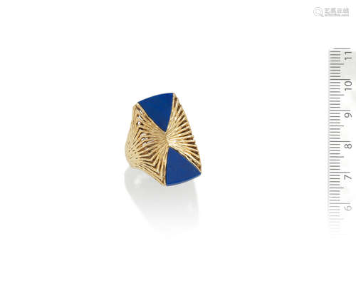 A gold and lapis lazuli ring, by Kutchinsky, 1972