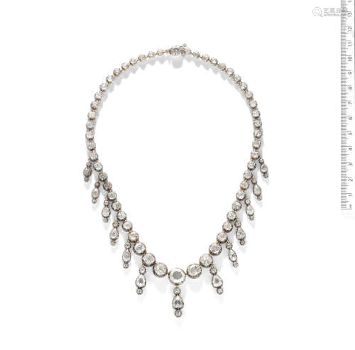 An early 19th century diamond fringe necklace