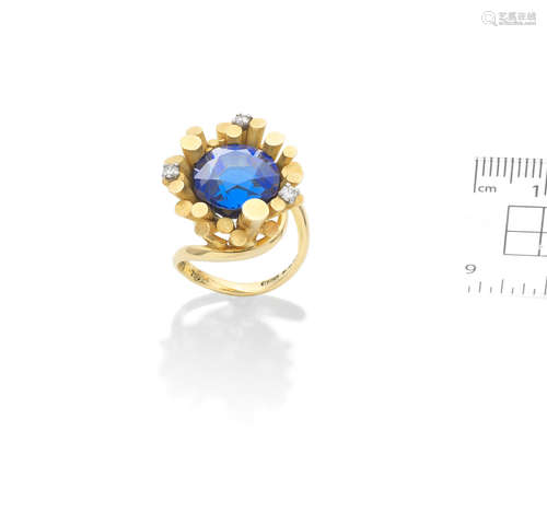 A gold, tanzanite and diamond ring, By Andrew Grima, 1970