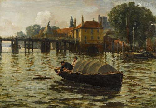 Gate House, Putney Bridge, The Thames, London 27 1/4 x 39 3/4in (69.3 x 101cm) Charles Napier Hemy, RA RWS(British, 1841-1917)