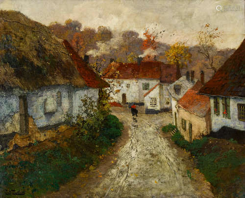 A French village 25 1/4 x 32in (64.1 x 81.3cm) Frits Thaulow(Norwegian, 1847-1906)