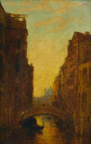 A canal in Venice 16 3/4 x 10 7/8in (42.5 x 27.7cm) Félix François Georges Philibert Ziem(French, 1821-1911)