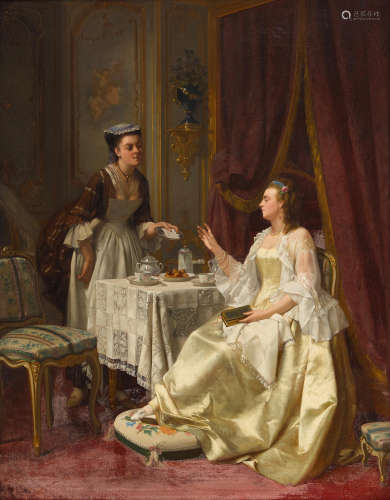 La lettre d'amour 32 x 25 1/2in (81.4 x 65cm) Charles Désiré Hue(French, 1825-1883)