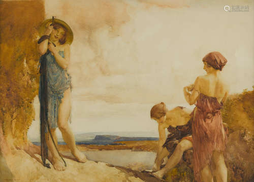 Three damsels sight: 21 1/8 x 30in (53.5 x 76cm) Sir William Russell Flint, RA, PRWS(British, 1880-1969)