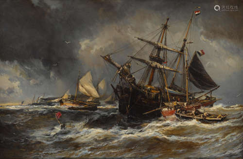 Bateaux dans la tempete 26 3/8 x 43 3/4in (67 x 111cm) Louis Gabriel Eugène Isabey(French, 1803-1886)