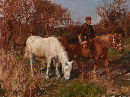 Fred Gray - leading home 16 x 21 1/2in (40.7 x 54.6cm) Sir Alfred James Munnings, P.R.A., R.W.S.(British, 1878-1959)