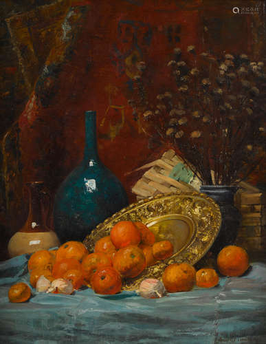 Nature morte aux oranges 40 x 32in (101.5 x 81.3cm) Elise Guillermin(Swiss, 1851-1931)