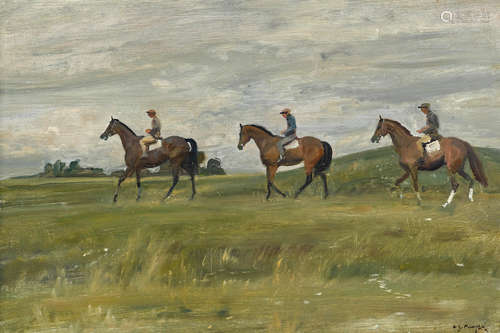 Passing the barrow 16 1/4 x 24in (41.6 x 61cm) Sir Alfred James Munnings, P.R.A., R.W.S.(British, 1878-1959)