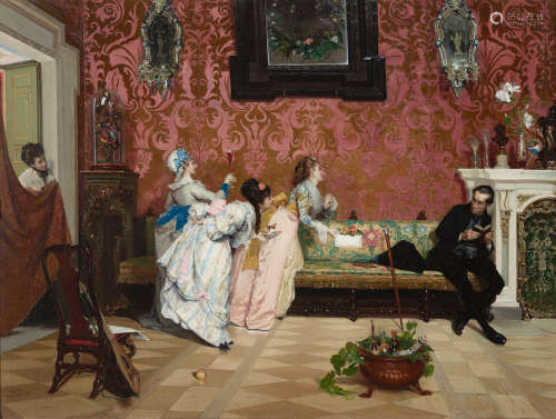 The surprise 22 1/2 x 29 1/2in (57.2 x 75cm) Lorenzo Vallés(Spanish, 1830-1910)