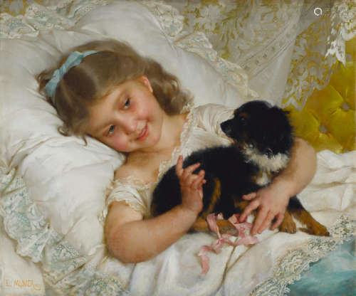 Her best friend 21 x 25in (53.5 x 63.5cm) Emile Munier(French, 1840-1895)