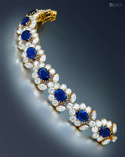 A sapphire and diamond bracelet, Harry Winston