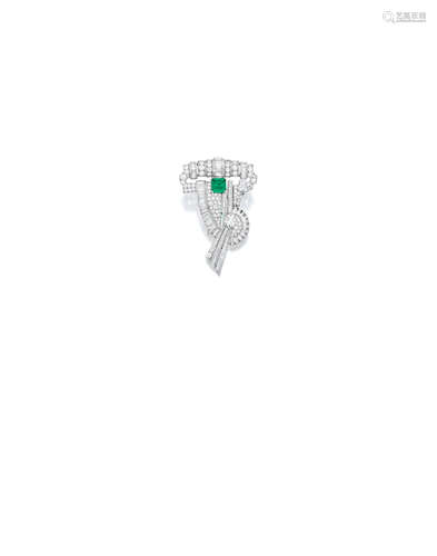 A diamond and emerald brooch, Van Cleef & Arpels, circa 1930