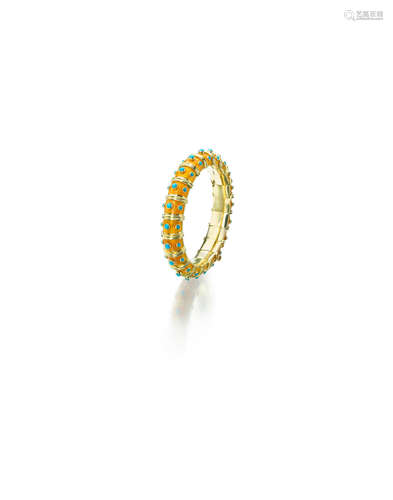 An 18k gold, turquoise and enamel bracelet, Jean Schlumberger for Tiffany & Co., French